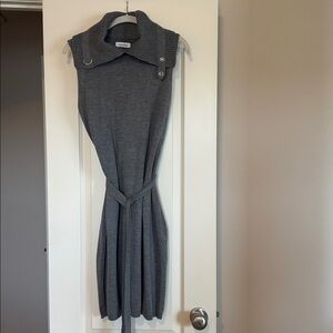 Calvin Klein Sleeveless Knit Midi Dress in Heather Gray
